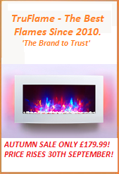 White TruFlame wall mounted electric fire