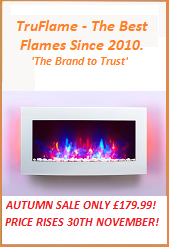 White TruFlame wall mounted electric fire